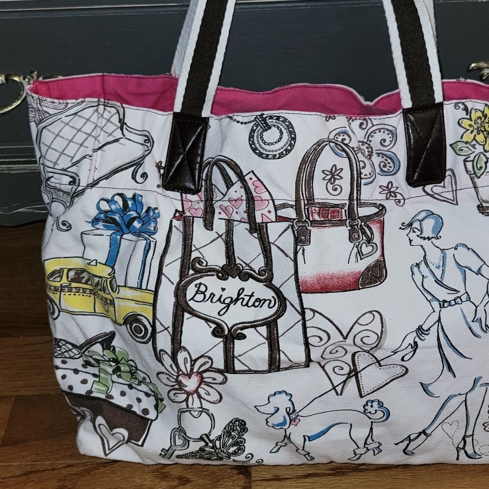 Brighton Boulevard City Best Friend Print Large Canvas Women's Tote Bag - Picture 3 of 15